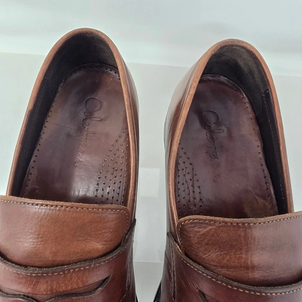 Cole Haan Penny Loafer Mens 10 M Nike Air C08601 Brown Leather Moc Toe Good